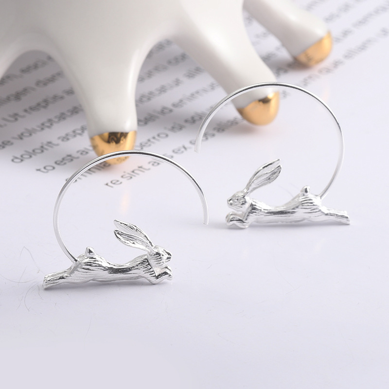 Ear Rabbit Ring Rabbit Glossy Ear Ring Personality Stylish And Personalized Sterling ...