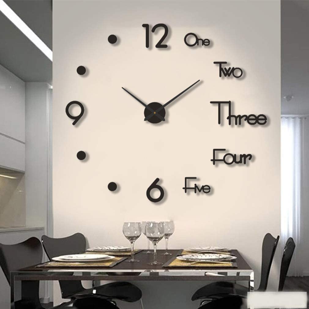 0107d09c 3403 4fa5 aee4 cbf7756c2d2d - Large 3D Frameless Wall Clock Stickers DIY Wall Decoration for Living Room Bedroom Office
