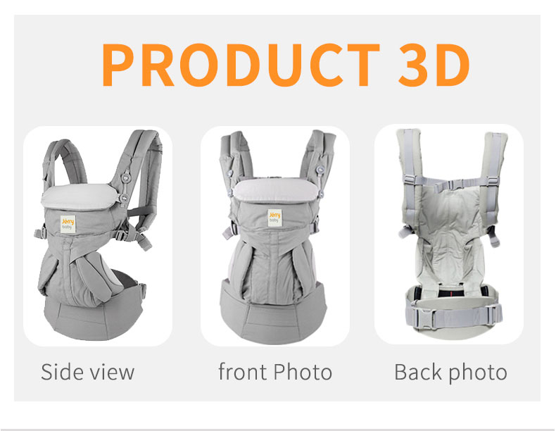 Omni Baby Carrier Front View, Back View and Side View