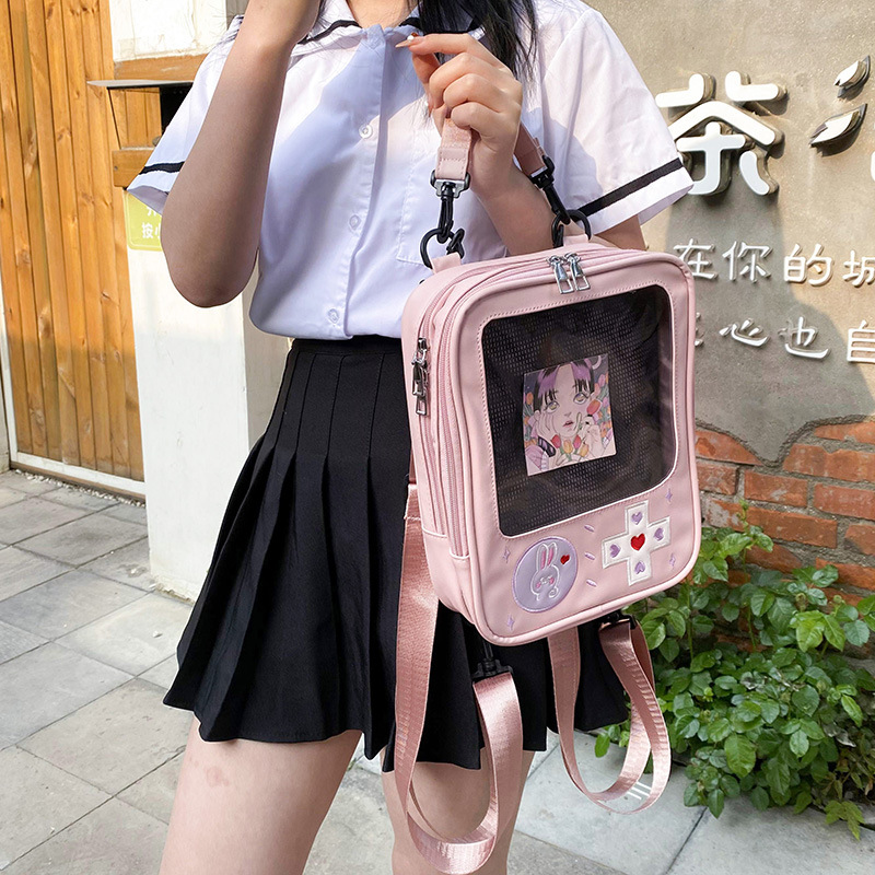 cute clear backpack pink