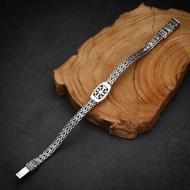 Detail of totem elements on Men's S925 Silver Bracelet