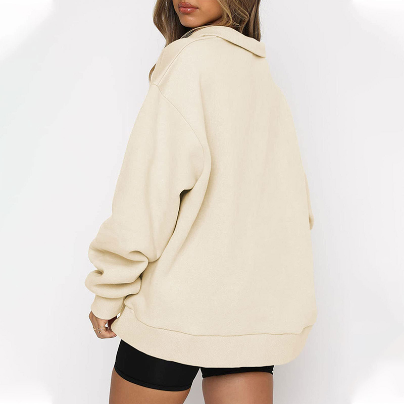 Coat - Women Sweatshirts Zip Turndown Collar Loose Casual Tops Clothes