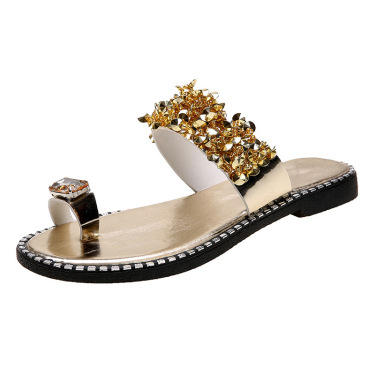 Summer Flat-heel All-over-toe Rhinestone Sandals Sandals—2