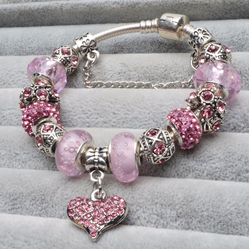 pink pandora charm bracelet