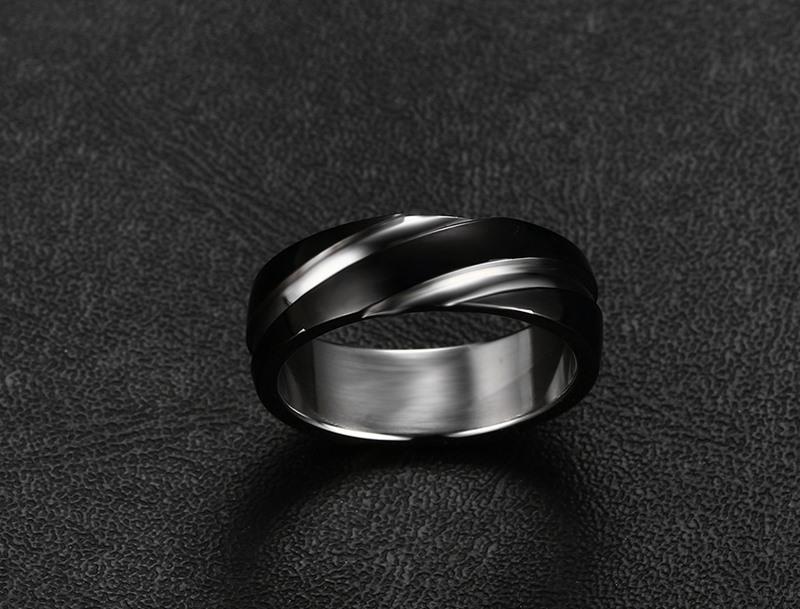 06b7a4cb a1eb 4b69 bf92 66b602f48165 - Black Titanium Steel Twill Men's Ring