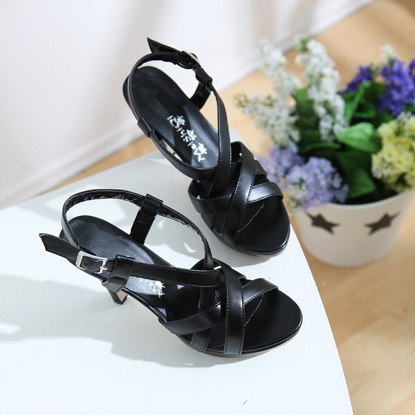 High Heel Sandals Buckle Roman Shoes Round Toe Water Table