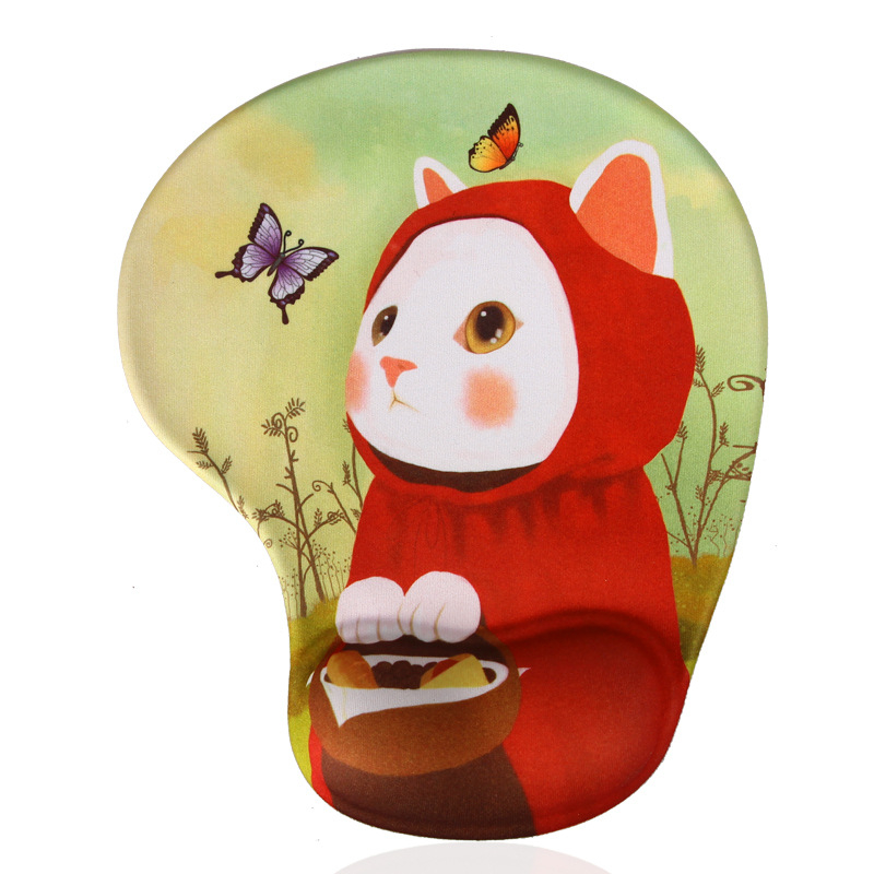 Tapis de souris enfant avec repose poignet chat chaperon rouge