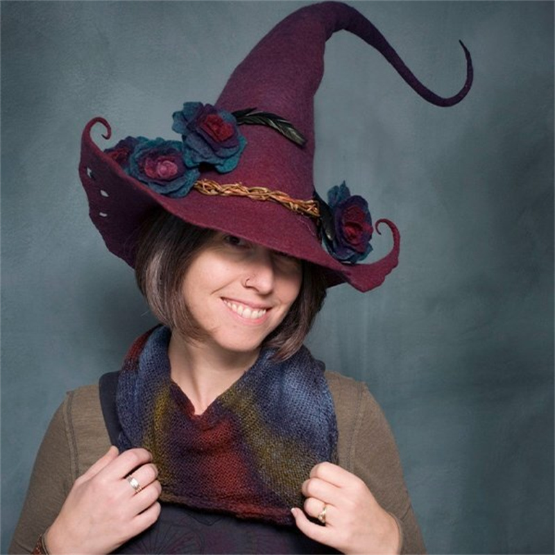 Lovemi - Women Modern Witch Hat Costume Pointed Wool Felt Halloween ...