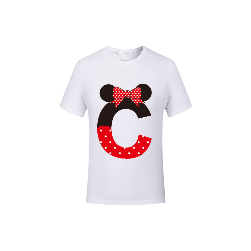 0a22b1f7 c3b5 4fbe af7b cdeb0f6b7526 - 26 English Letters Cartoon Series Round Neck Cute Sweet Number Printing T-Shirt