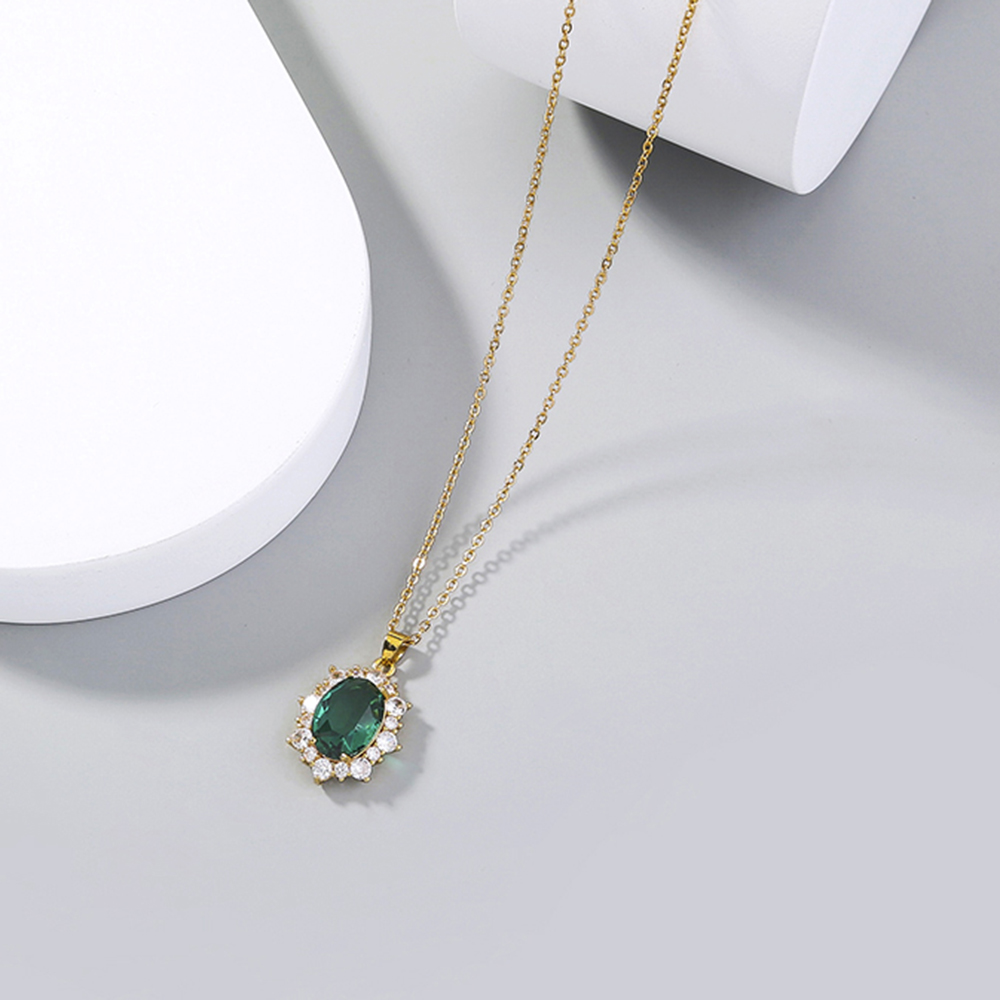 0b4f70e4 b033 4b7e ac95 23b392ed33b9 - Light Luxury Unique Sun Flower Oval Crystal Zircon Pendant Multicolor Necklace Clavicle Chain Female