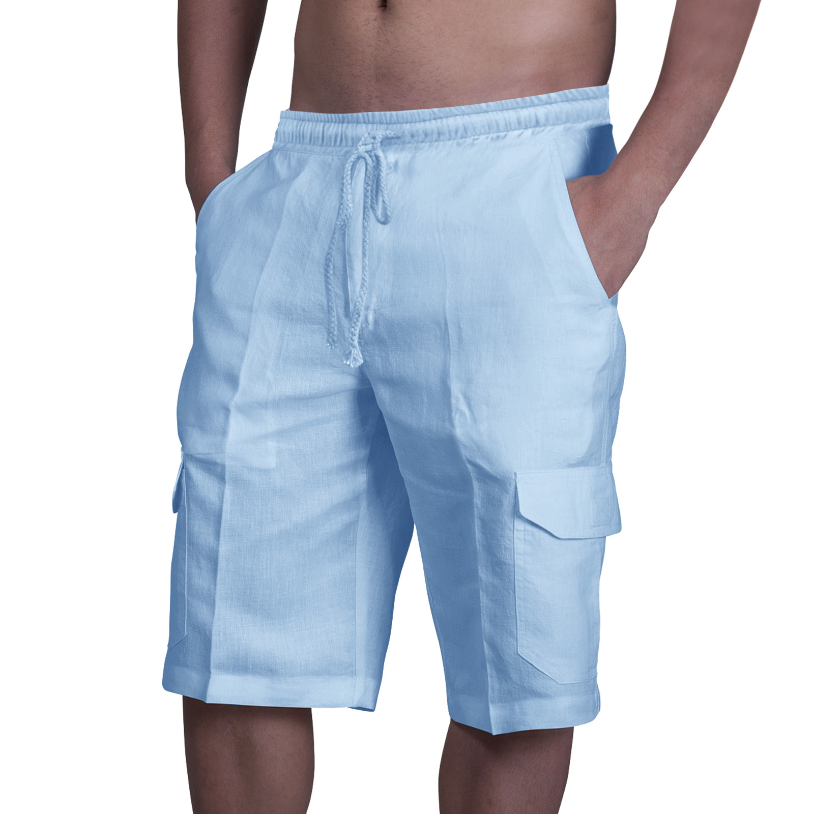 Men's Pants Large size Big 4xl 5xl 6xl Plus Summer Men Elastic Waist Multi  Pocket Long
