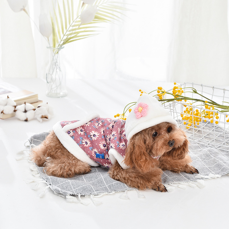 DogMEGA Warm Clothes for Small Dog | Two-legged Coat with Daisy Pattern for Small Dog