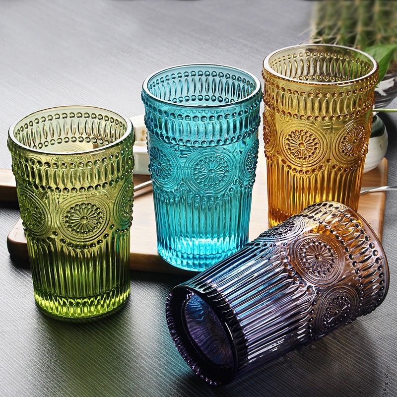 New Colorful Relief Glass Water Cup CJdropshipping