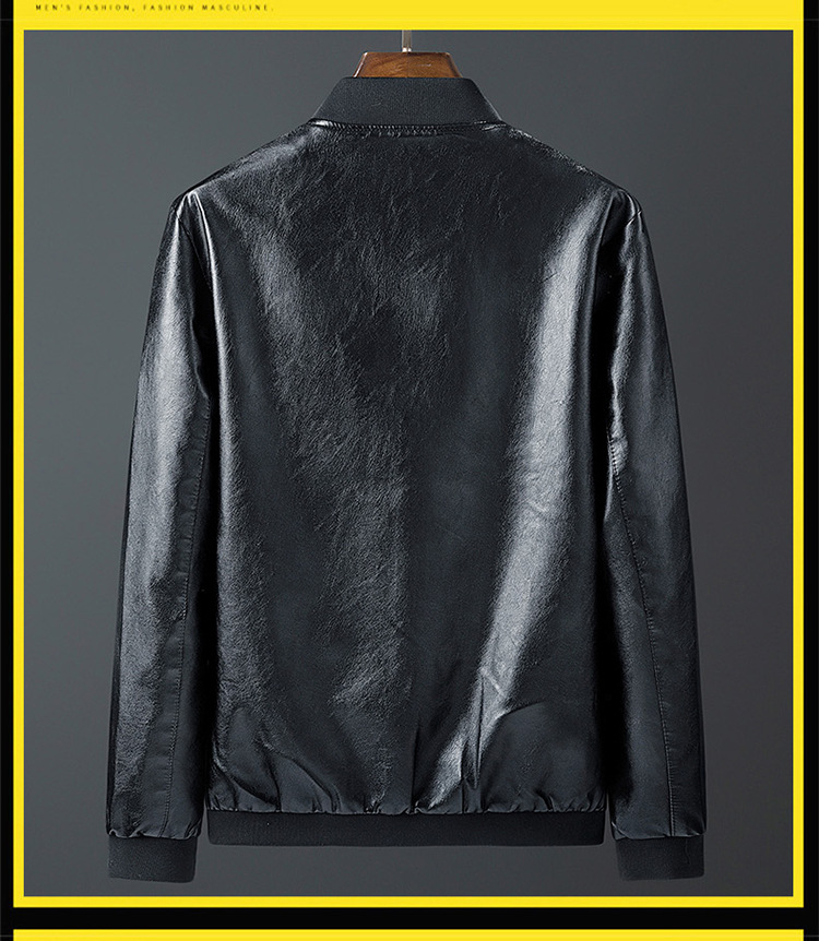 0cb1bb85 1d6c 4514 a65c eec0843f9108 - Fashion Trend Stand Collar Long Sleeve Leather Jacket