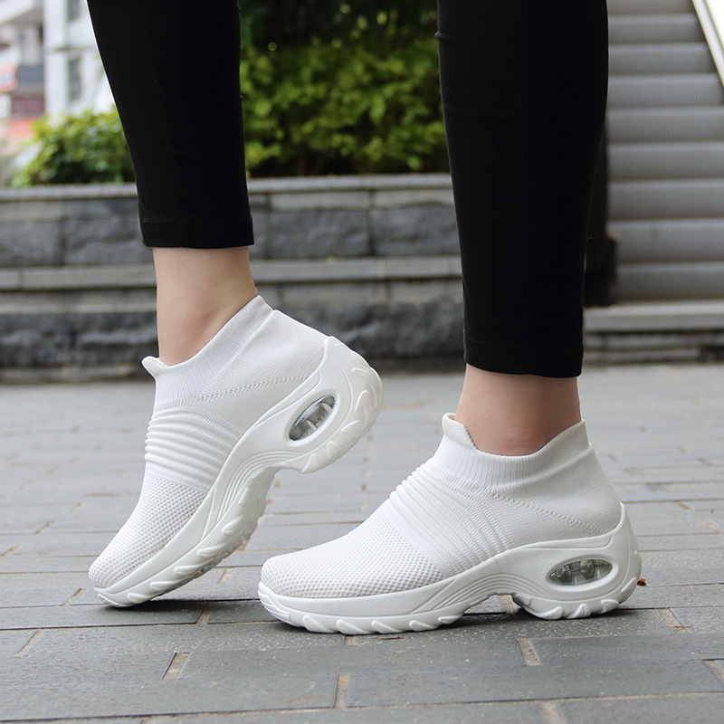 Large Size 43 Women's Shoes Air Cushion Fly-knit Sneakers Slip-on Shoes ...