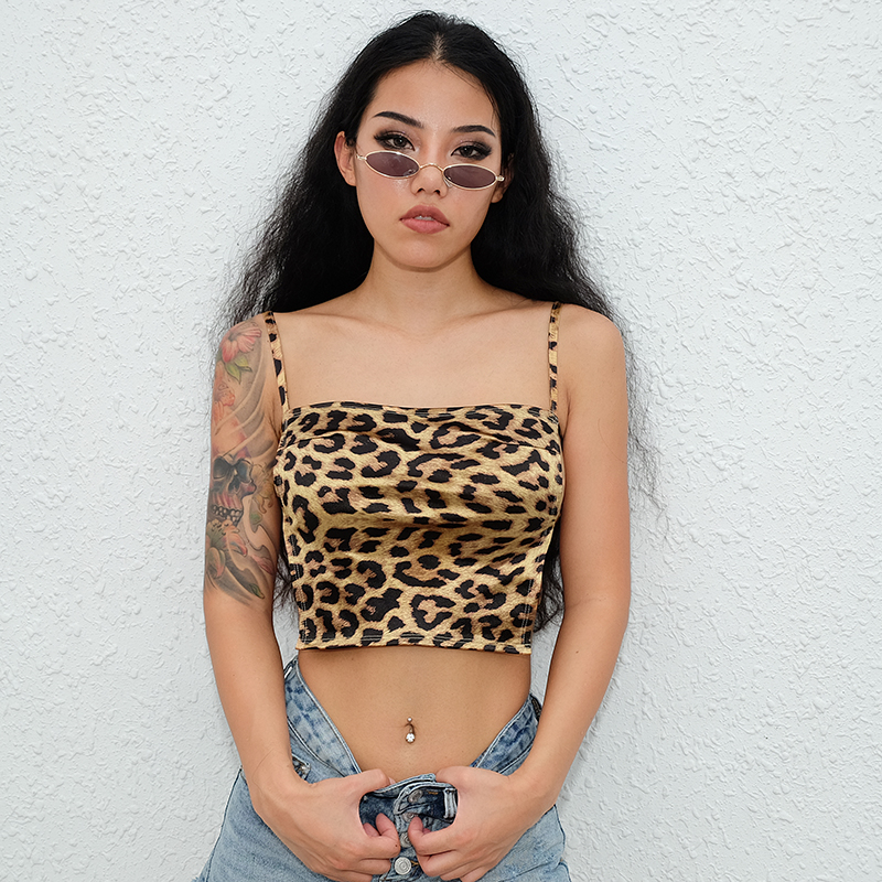 Leopard Strappy Backless Crop Top