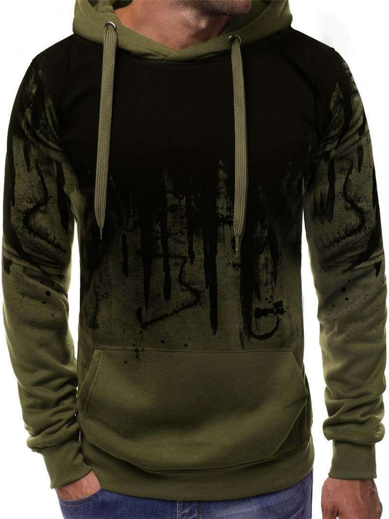 Men's Velvet Sweatshirt With Ink-splashing Print Pullover Sweater