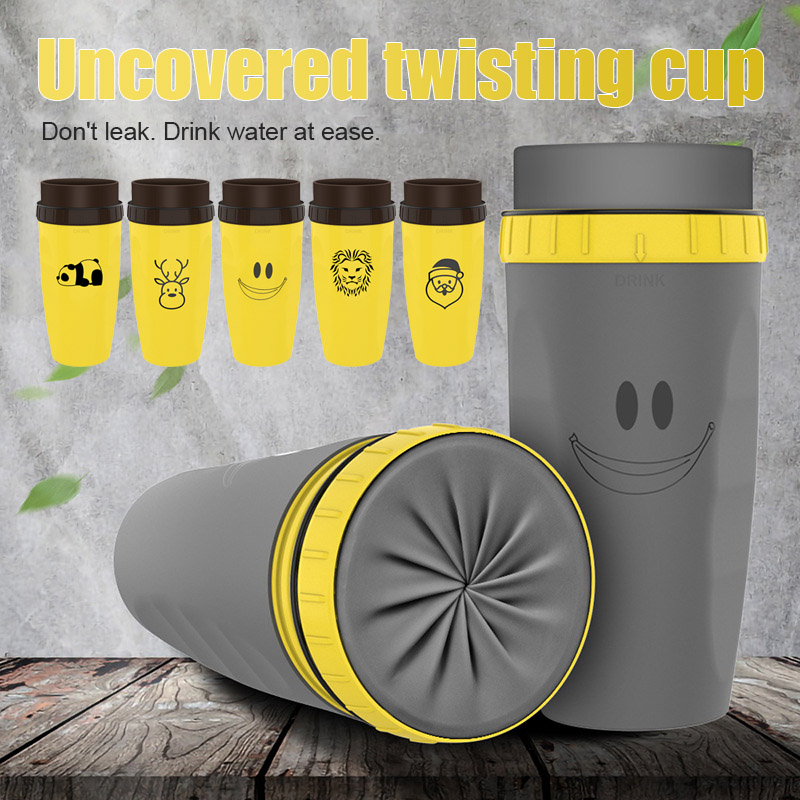 No Cover Twist Cup Travel Portable Cup Double Insulation Tumbler Straw