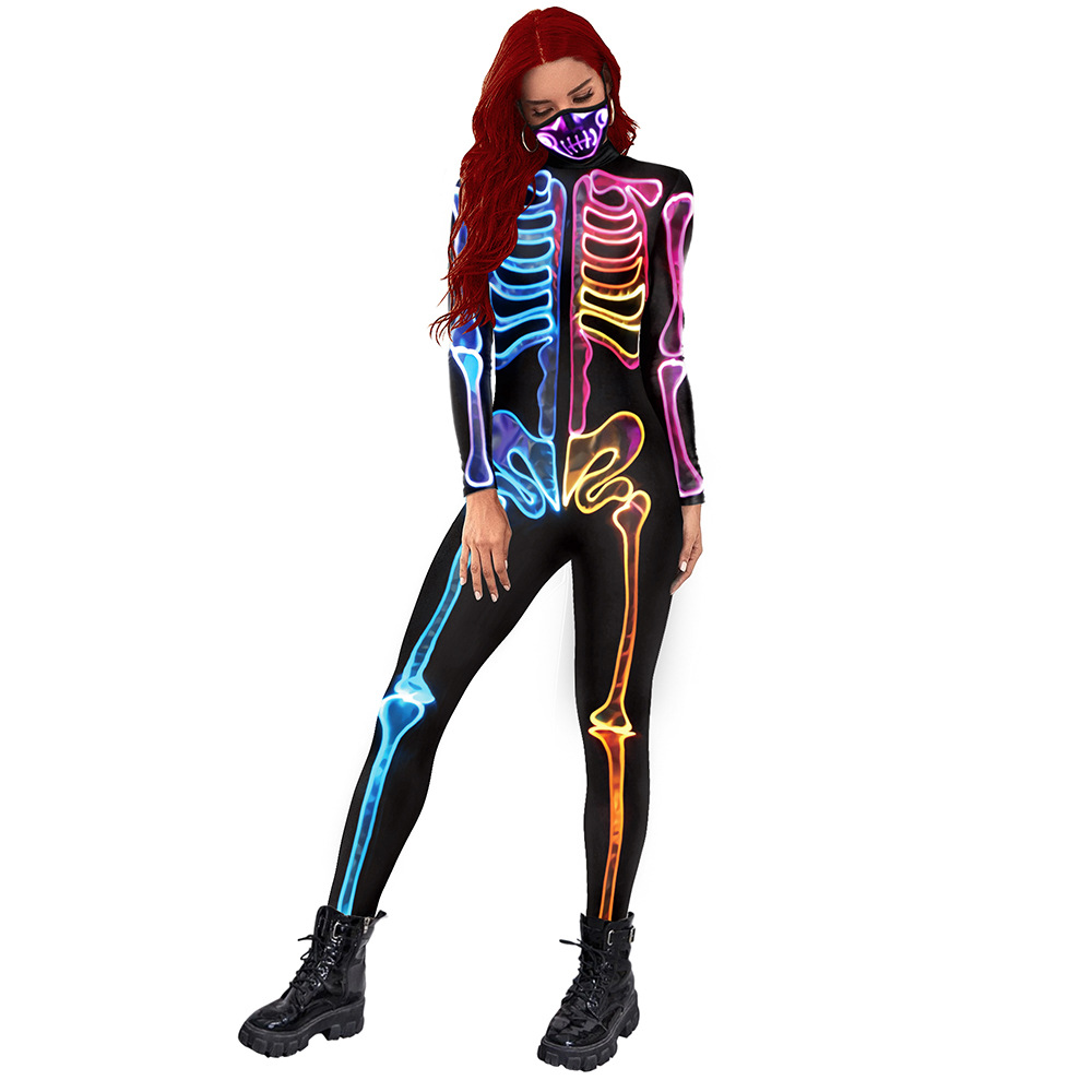 Fluorescent Skeleton Print Ladies Coveralls - CJdropshipping