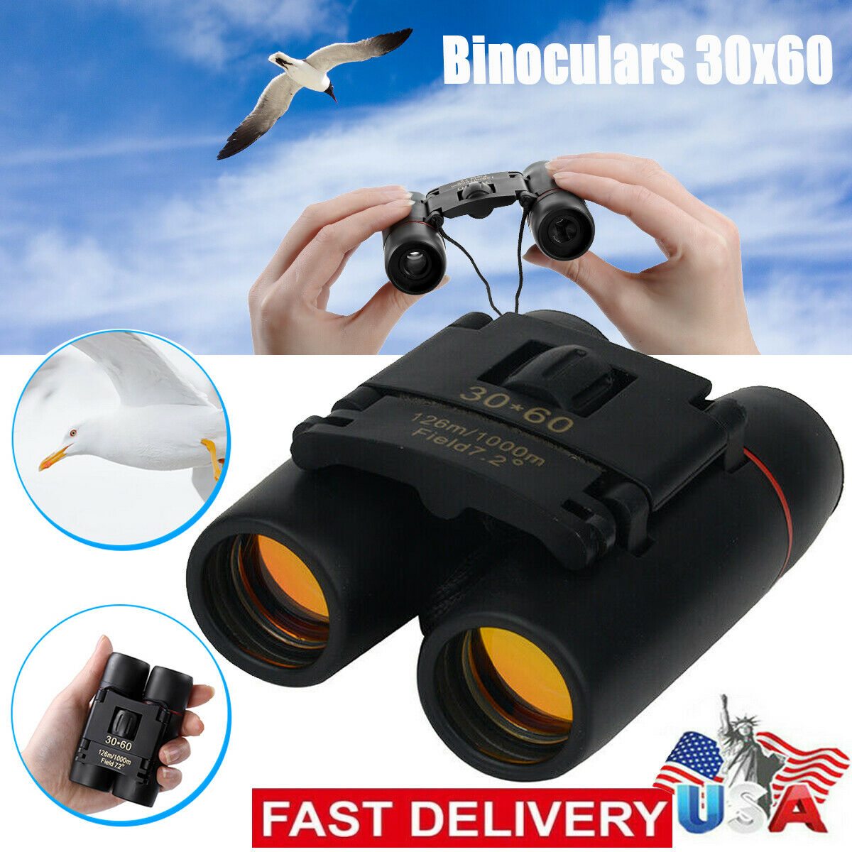 100% Satisfaction Guaranteed Unique 30x60 Zoom Mini Outdoor Binoculars ...