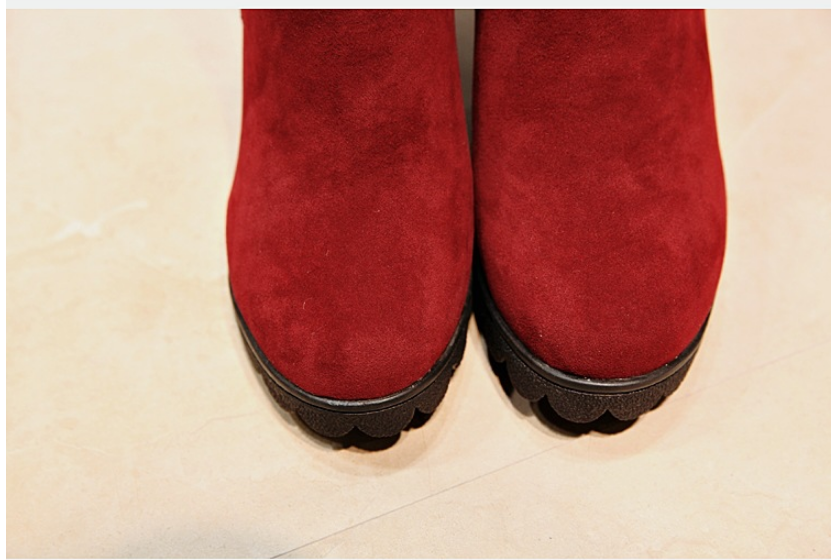 Side Zip Chunky Heeled Faux Suede Wool-mix Snow Boots