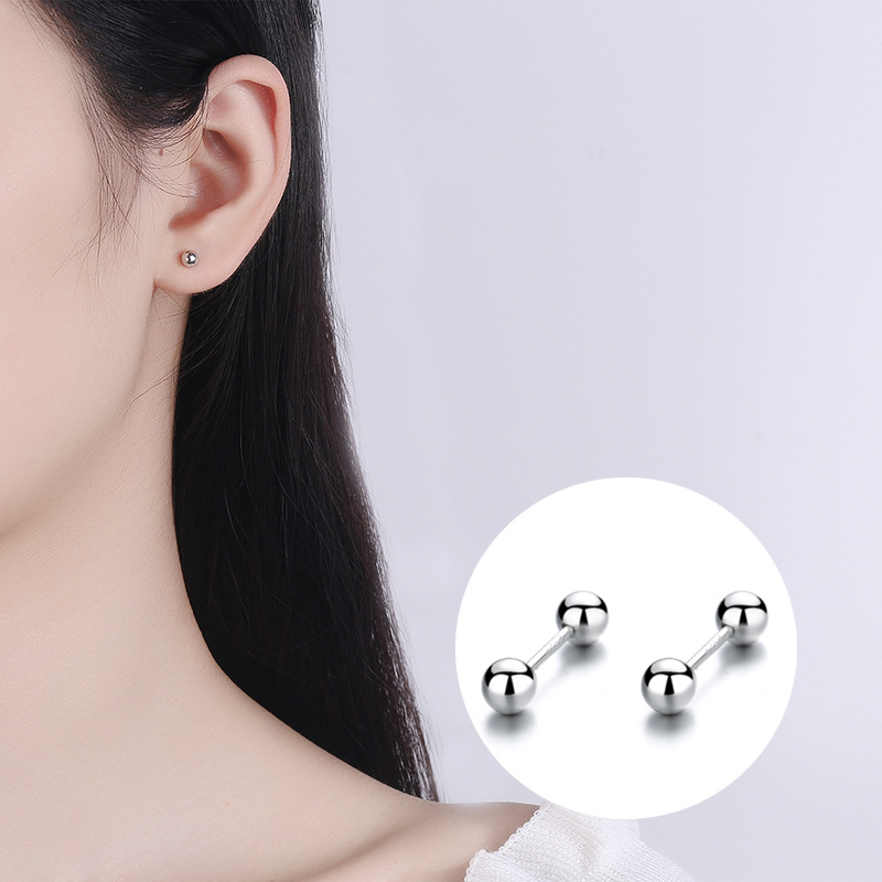 Threaded Ear Piercing Dumbbell Bead Stud Earrings CJdropshipping