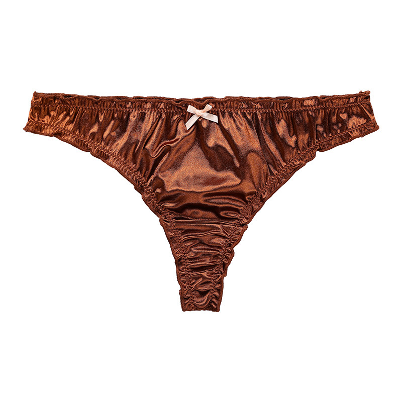 Cute And Comfortable Cotton Thong Panties coffee