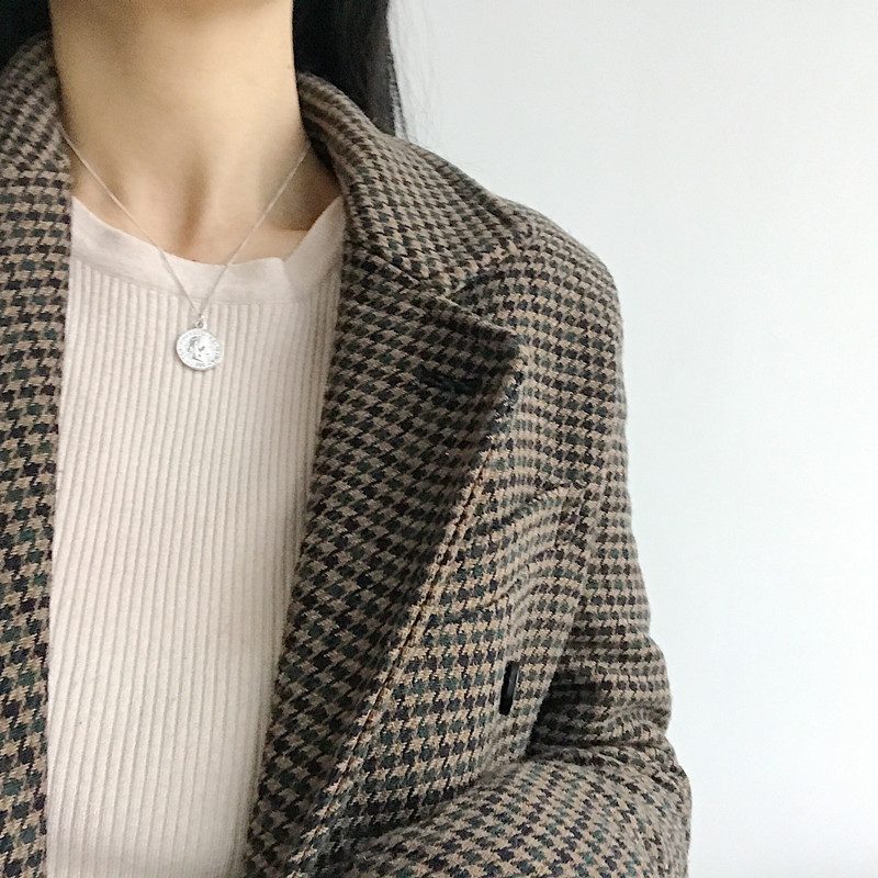 S925 Sterling Silver Heavy Industry Coin Side Necklace