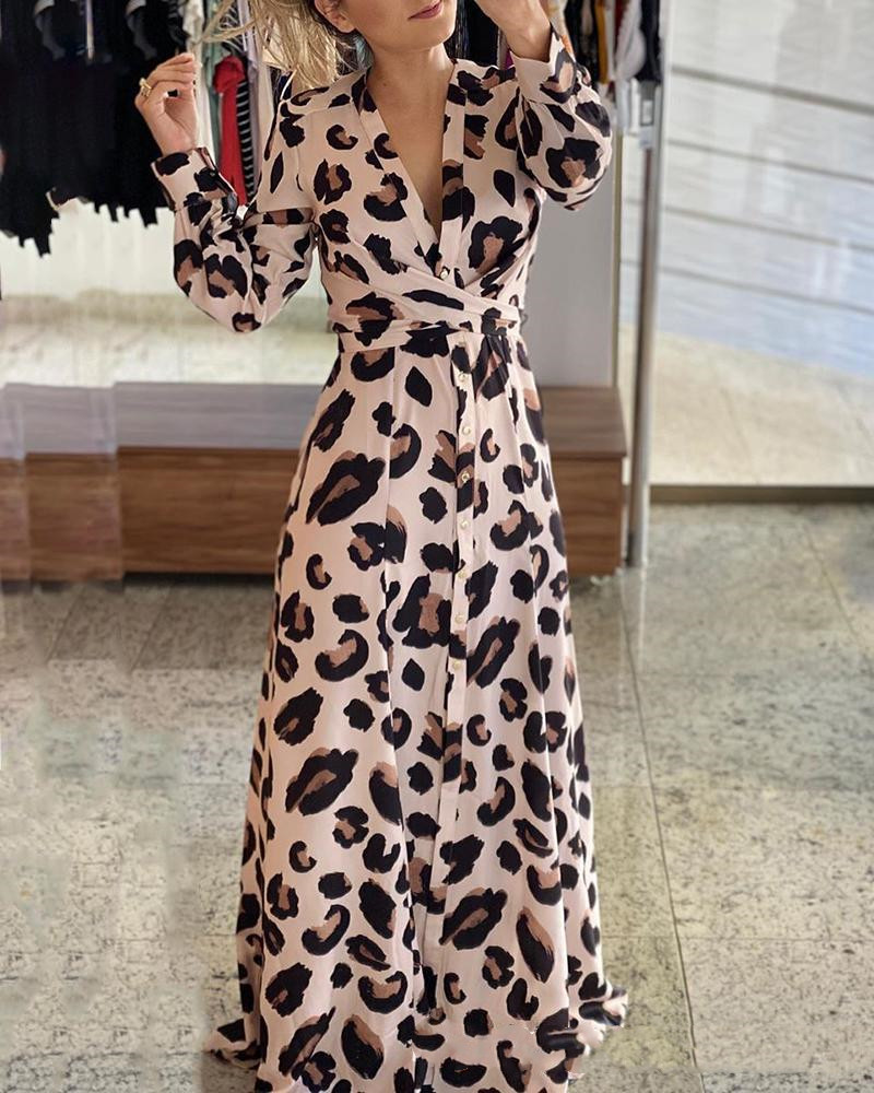 New Leopard Print Long Sleeve Dress Cjdropshipping 