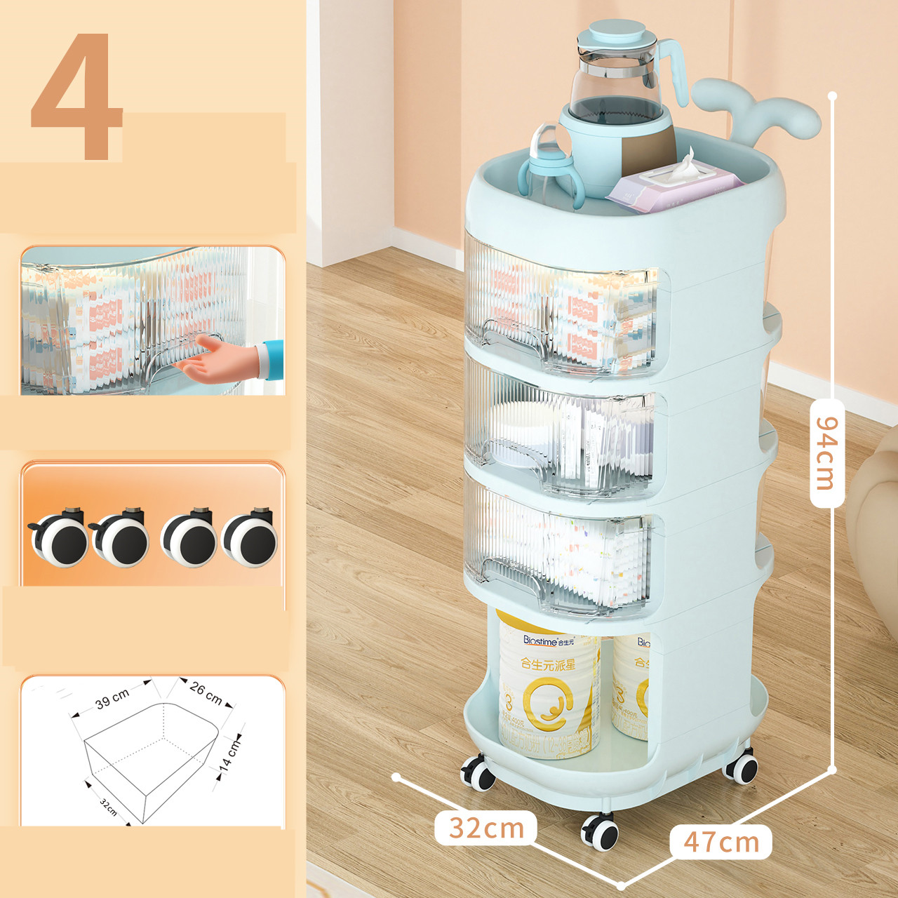 Multi-layer Snack Cabinet Removable Bookshelf Toy Storage Shelves