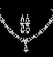 Simple bride jewelry full drill pearl necklace, wedding Rhinestone Necklace, married two sets of women