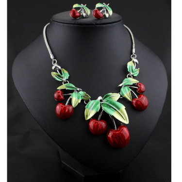 Special fashion, cherry necklace, earring set, bride accessories, dinner accessory women—2