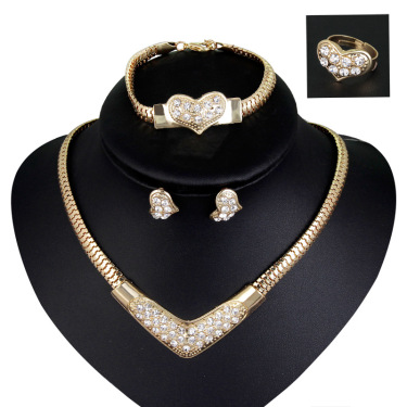New European and American necklaces, earrings, hand ornaments, four sets of bridal wedding party jewelry manufacturers direct sales—1