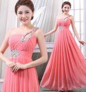 Evening dress one-shoulder dinner banquet long banquet
