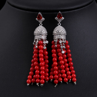 Fast selling Tassel Necklace, earrings set, luxury big bride necklace, foreign trade, sub national wind products—1