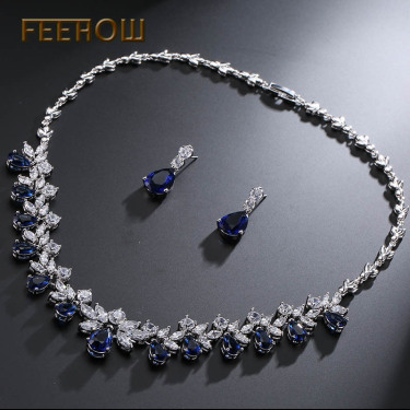 Diamond AAA Zircon Necklace and Earring Set—2