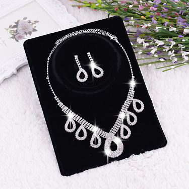 2021 Korean wedding wedding dress accessories two piece bride jewelry jewelry necklace ear ring installation—1