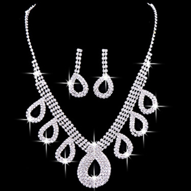 2021 Korean wedding wedding dress accessories two piece bride jewelry jewelry necklace ear ring installation—5