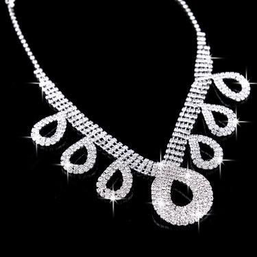 2021 Korean wedding wedding dress accessories two piece bride jewelry jewelry necklace ear ring installation—2