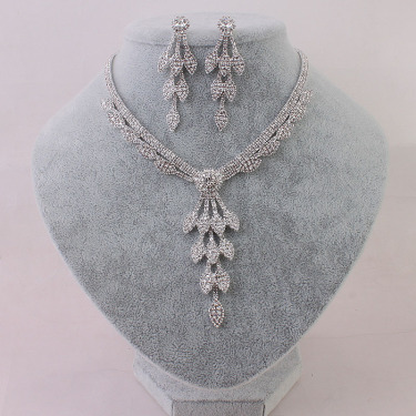 Bridal Rhinestone Necklace, earring set, two piece wedding dress, photography accessories, wedding jewelry—5