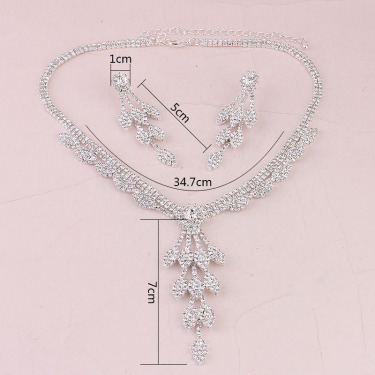 Bridal Rhinestone Necklace, earring set, two piece wedding dress, photography accessories, wedding jewelry—3
