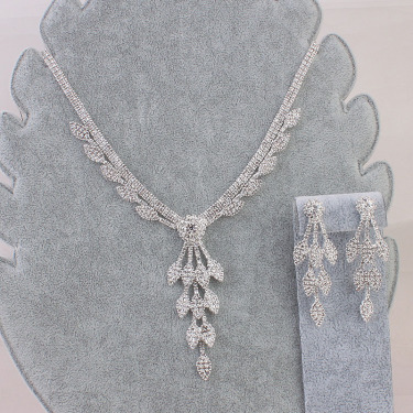 Bridal Rhinestone Necklace, earring set, two piece wedding dress, photography accessories, wedding jewelry—1