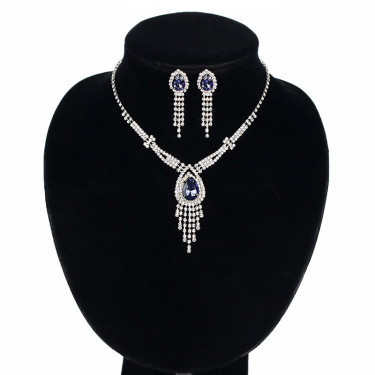 The new bride Korean jewelry necklace pendant and two-piece diamond trade claw chain jewelry set—3