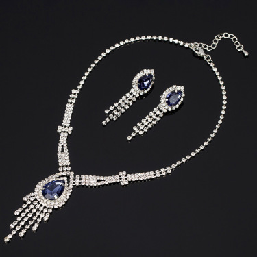 The new bride Korean jewelry necklace pendant and two-piece diamond trade claw chain jewelry set—7