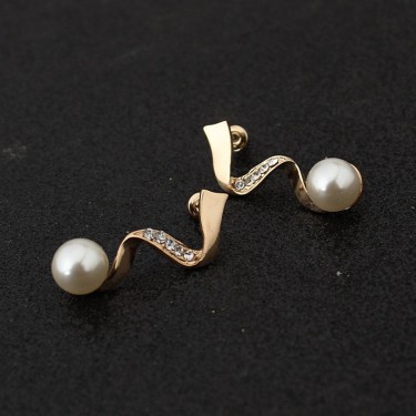 European fashion diamond crystal pearl necklace earrings set bride wedding accessories  CMT058—2