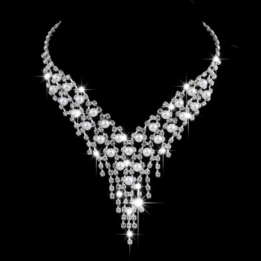 fashion OL bridal jewelry set, claw chain earrings, Pearl Rhinestone Necklace 465—1