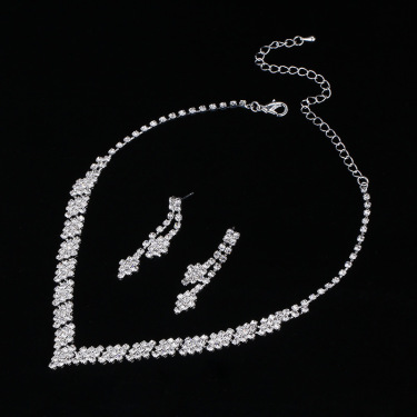 Unique sparkling bridal suit, Diamond Cross Necklace, earring set chain, wedding jewelry 2 sets—4