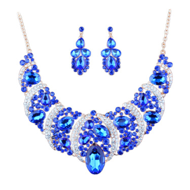 African, Middle East, Europe and the United States, color exaggerated bride necklace earrings set manufacturers direct sales—7
