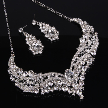 Necklace Alloy Diamond Large Crystal Jewelry Set—2