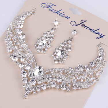 Necklace Alloy Diamond Large Crystal Jewelry Set—1
